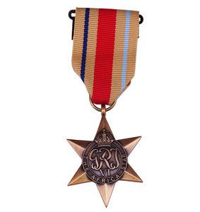 George VI Afrika Yıldız Pirinç Madalya Şerit İkinci Dünya Savaşı İngiliz Milletler Topluluğu Yüksek Askeri Ödül Koleksiyonu8252425