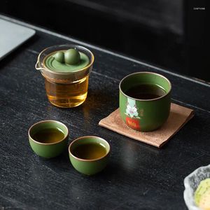 Полога устанавливает год Loong Creative Fulu Travel Tea Set One Pot Three Cup Portable