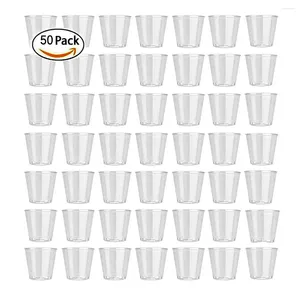 Tek kullanımlık bardak pistler 50pcs 30ml plastik s cam atıcı şeffaf camlar jöle taşınabilir