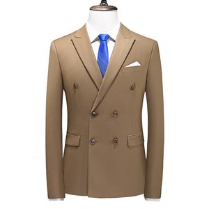 Marka Moda Erkekler Çifte Breasted Smokedo İş Takımcı İnce Fit Koreli Giysiler Sıradan Ceket Blazers 240507