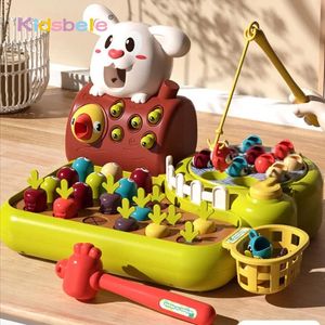 4 IN1 BABY MONTESSORI TOYS WISSEN FISHING WHAC-A-MOLE ZUG Karotten Fütterung Lernpädagogikspielzeug für Baby 1 2 3 Jahre Geschenke 240510