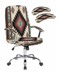 Крышки стулья Brown Gohemian Geometric Elastic Office Office Cover Gaming Computer Armchair Protector Seat