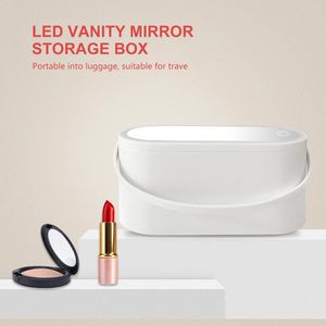 Ящики для хранения портативная косметическая коробка с легким зеркалом косметическое путешествие.