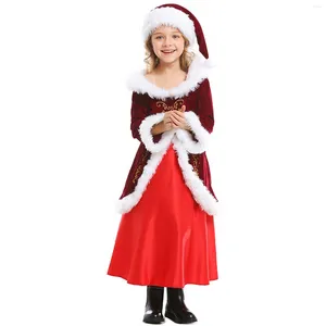 Kız Elbiseler Yürümeye Başlayan Kızlar Noel Tül Sonbahar Kış Uzun Kollu Şapka Tatil Partisi Elbise 4 ila 12 Yıl 10