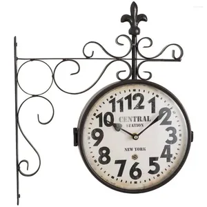 Orologi da parete Orologio in metallo in stile vintage con disegni a scorrimento nero 16x15 Iron Montaggio a L Fleurs Decor decorazioni Casa affascinante