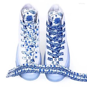 Parti di scarpe in stile cinese blu e bianchi Shoelamenti in porcellana Sneaker Sport casual Lacci piatti Accessori unisex