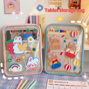 Depolama Çantaları 2024 INS PVC Şeffaf 11 inç Tablet Çanta Kawaii Karikatür Sevimli Su Geçirmez Pad Kılıf Kılıf Koşusu