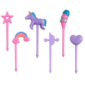 Мини -пищевая фруктовая вилка Set Kid Cute Bento Decor Decor Dessert Forks Cartoon Tooth Preep Cake Supply Случайный цвет 240422