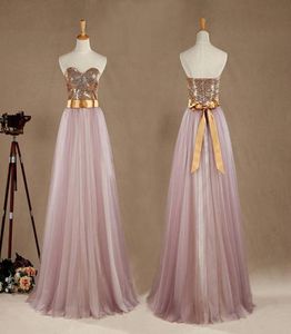 Balo Gown Light Purple Tül Nedime Elbise Bir Çizgi Sevgilim Altın Sizli Straplez Straplez Uzun Kabarık Balo Elbisesi Gece Elbisesi5490105