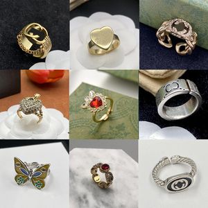 2024 Luxury Brand Clover Ring Fashion Ring 18k Gold Retro Punk Ring Women's Designer Jewelry