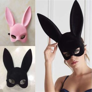 Maske Bunny Uzun Partisi Kostüm Kulakları Cosplay Pembe/Siyah Cadılar Bayram