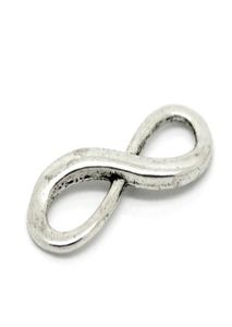TSunshine Bileşenleri Konnektör Kavisli Sideways Pürüzsüz Metal Gümüş Ton Sonsuzluk Sembolü DIY mücevherleri yapmak için cazibe boncukları Bracele7903560
