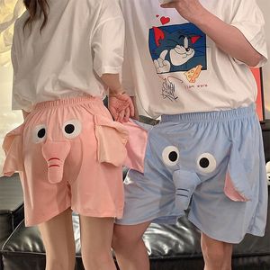 Calças femininas ou shorts outono e inverno engraçado casal fofo pijama com um tronco de elefante tocando