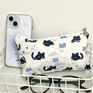 Yavru kedi baskısı sevimli baskılı kalem kutusu moda güzel kırtasiye depolama çantası