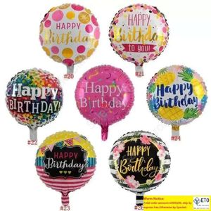 Balonlar Alüminyum Mutlu Folyo 18inch Doğum Günü Helyum Balon Mylar Balls KKD Partisi Dekorasyon Oyuncakları Globos