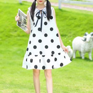 Lässige Kleider Baumwollpolka Punktkleid für 12 Mittelschule Kinder 13 Sommer 14 Fette Mädchen 15 Jahre alte Junior High -Schüler los