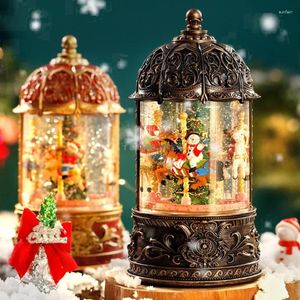 Декоративные фигурки Карусель вращающаяся музыкальная коробка Merry Go Crystal Ball Snow Miniature Christmas Decors Decors Kids Navidad Noel