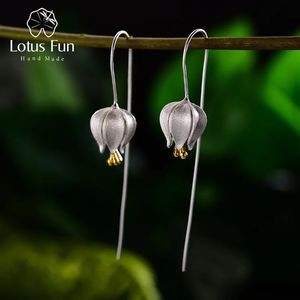 Lotus eğlenceli Ebedi Aşk Tulip Çiçek Dangle Küpeler Gerçek 925 Sterlling Gümüş El Yapımı Mücevherler Kadınlar Bijoux 240401