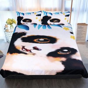Yatak Setleri Yatak Klothes Sevimli Panda Yorgan İkiz İkiz Tam Tek Çizgi Film Hayvan Desen Çocuklar İçin Yatak Keten Evi Tekstil Yatak Seti