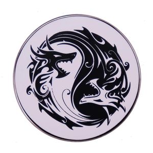 Yin Yang Drache Emaille Brosche Wikinger Kunst BROSCHE ABZEICHEN