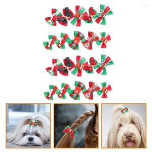 Köpek giyim 20 PCS Noel Bow Noel Baba Kardan Adam Pet Headdress Saç Makinesi Klipsleri