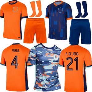 Euro 24 Hollanda 2024 25 Memphis Futbol Jersey Holland Jong Virgil Bergvijn Klaassen Blind De Ligt Erkek Çocuk Kiti Hollanda Pre Maç Eğitim Futbol Gömlek Üniforma