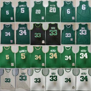 Yıldız Üniformaları Basketbol Kevin Garnett Jersey Allen Paul Pierce 34 Larry Bird 33 Vintage Renk Siyah Yeşil Beyaz Nefes Alabilir Dikişli Spor Gerileme Yüksek Kalite