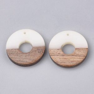 Bilezikler 50pcs Reçine Ahşap Serides Donut Pi Disk Şeklinde Küpe Küpe Takı Mücevher Yapımı DIY Bilezik Kolye