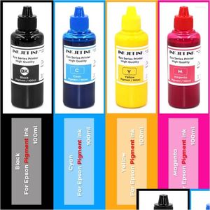 Kits de recarga de tinta 4 cores 100ml pigmento resistente à água t124 para nx125 nx230 nx420 nx127 nx430 nx130 nx330 força de trabalho 325 323 320 435 drop otnug