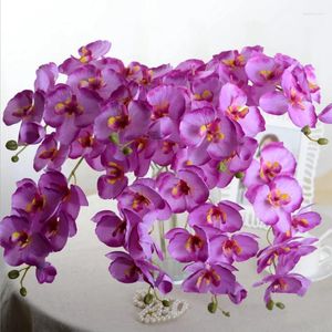 Dekoratif çiçekler çok çiçek başları yapay simülasyon kelebek orkide ipek buket Phalaenopsis düğün ev dekor