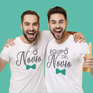 İspanyol Bachelor Party T-Shirts Evg Man Takımı Gelecek Damat Tees Erkek Arkadaş Bekar Groomsman Man Üstleri Düğün Tshirt 240329
