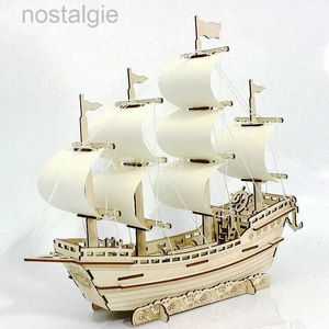 Blöcke 3D Holz Puzzle Ming Handelsschiff Jigsaw Bausteine Modell DIY Segelboot Kinder Spielzeug Für Kinder Geschenk Hause dekoration 240401