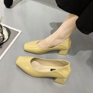 Насосы обувь для женщины 2023 квадратных ног.