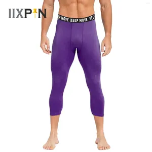 Erkek pantolon erkek sıkıştırma sıkı tozluklar düşük bel elastik sıska buzağı uzunluk spor koşu koşu tırmanma yoga egzersiz pantolon
