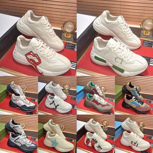 Luxury Rhyton Designer Casual Shoes Distressed Ivory guccir Red Green Canvas Leather Vintage Trainers Beige Ebony Chunky Cloud【code ：L】Sneakers