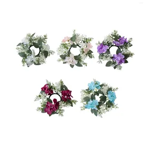 Dekoratif Çiçekler Mum Yüzüğü Yapay Çelenk Çapı 25cm Paskalya Şükran Günü