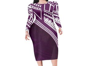Повседневные платья полинезийские племенные татуировки с принтом, женское элегантное вечернее платье, осеннее облегающее платье с длинными рукавами для девочек-подростков, модная одежда5272302