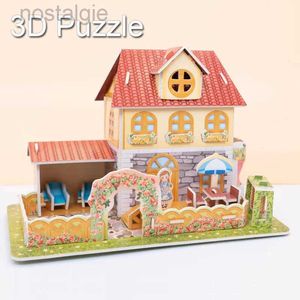 Bloklar 3D DIY Kağıt Kartı Bulma Bulma Villas Ev Binası Model Çocuklar El Yapımı Eğitim Oyuncak Bulma Bulma Masaüstü Süsleme 240401