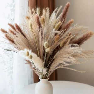 Dekoratif Çiçekler 80pcs Yapay Reed Doğal kurutulmuş çiçek buket Boho Ev Dekoru Bahçe Düğün Dekoracion Vazo Süslemanlar