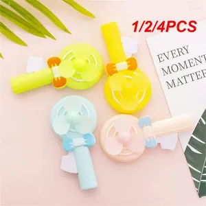 Dekoratif Figürinler 1/2/4pcs Yaz Çocukları El Pres Portable Fan Karikatür Lolipop şekilli Kolay Öğrenci Küçük Ev Mini