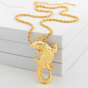 Pingente colares pingente de crocodilo com 60cm corrente cobre neckalce para mulheres homens banhado a ouro dubai moda africana hip hop jóias acessórios 240401