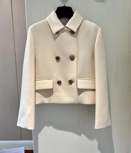 Jaquetas femininas casaco reto curto design duplo breasted clamshell versão tipo moda 2024 outono