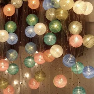LED teller 20led 2m pamuk topu ip ışıkları çelenk peri ışığı düğün noum parti dekorasyonu ev yatak odası Noel lambası yq240401