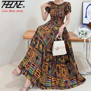 Temel gündelik elbiseler Hint elbise yaz plaj tatil kadın kıyafetler uzun maxi vintage seksi Kore balo bohem bohemya çiçek robe vestidos yq240402