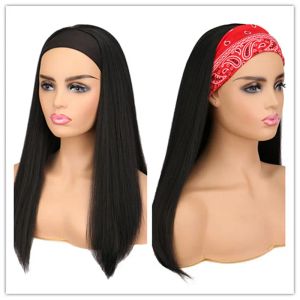 Wigs Suq Women's Straight Headband Wig Hair Synthetic Natural Cosplay Party Black Resistente alle parrucche quotidiane quotidiane