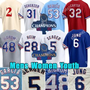 Özel 2024 Gold Jersey Adolis Garcia Corey Seager Beyzbol Evan Carter Texas Max Scherzer Josh Jung Marcus Semien Rangers Gri Eovaldi Jacob DeGrom Wyatt Langford