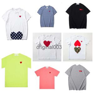 Moda Mens T-Shirts Tasarımcı Kırmızı Commes Kalp Gömlek Günlük Tshirt Pamuk Nakış Kısa Kollu Yaz T-Shirt SJ