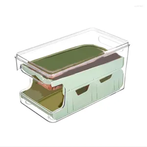 Depolama Şişeleri 1 PCS Mutfak Buzdolabı Şeffaf Kutu Otomatik Yumurta Rulo Meyve ve Sebze Koruma Yeşil