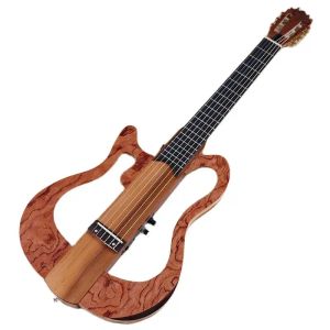 Gitar sol el sessizliği klasik gitar 39 inç tam kanada mat 6 ip akçaağaç ahşap gövde bir taraf katlanabilir sessiz gitar
