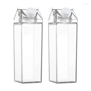 Su şişeleri süt karton şişe kare taşınabilir bardak 500ml 1000ml kapalı kapak kabı meyve suyu için